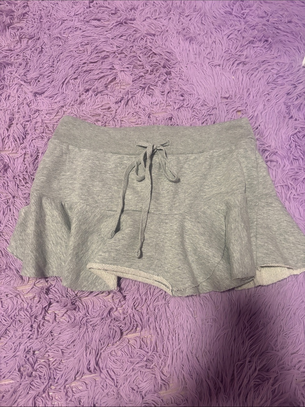 Brandy Melville Gray Ruffle Drawstring Mini Skirt